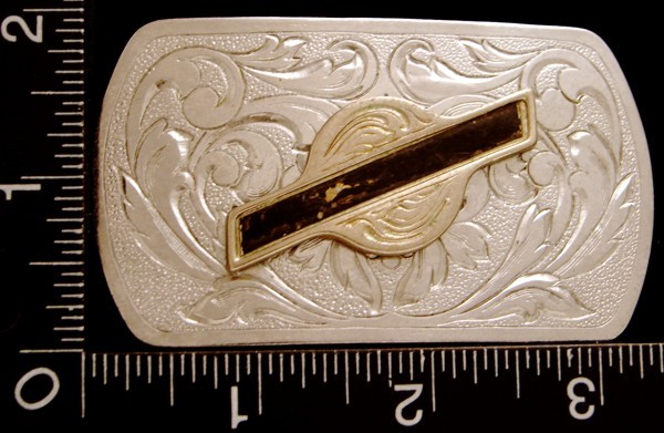 LL20177 VINTAGE ***NAME RIBBON FLORAL DECOR*** WESTERN BELT BUCKLE