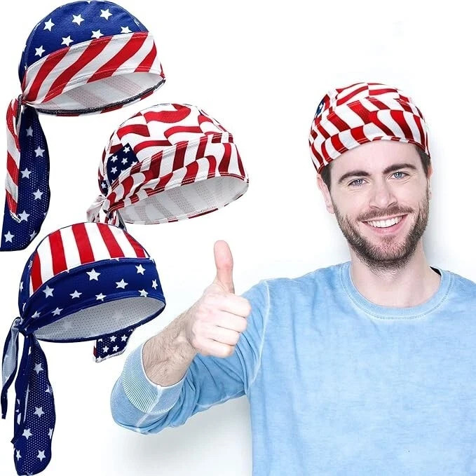 3 Pcs Do Rags Dew Rag Skull Caps for Men Bandana Beanie Hats Pirate Hats Cycling gallery