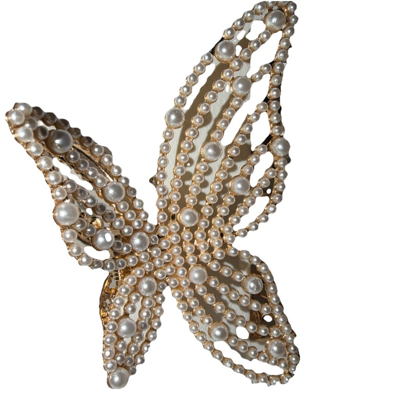 NATASHA HAIR CLIPS 🦋 Faux Pearls & Rhinestones -Lead Compliant -Set of 2 gallery