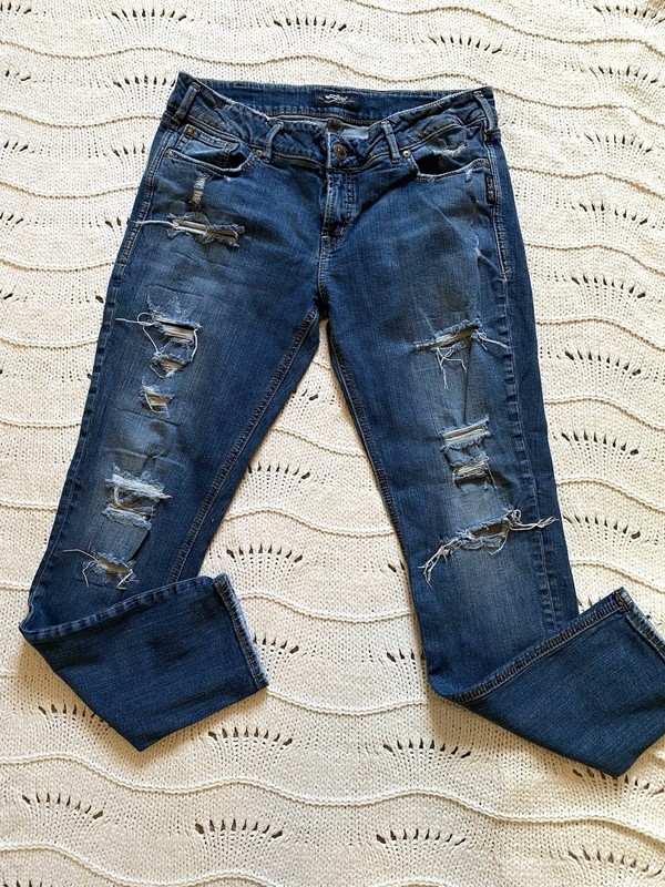 Silver Jeans Suki Skinny Stretch Distressed Ripped Womens Tag 33/31 Actual 33/29 gallery