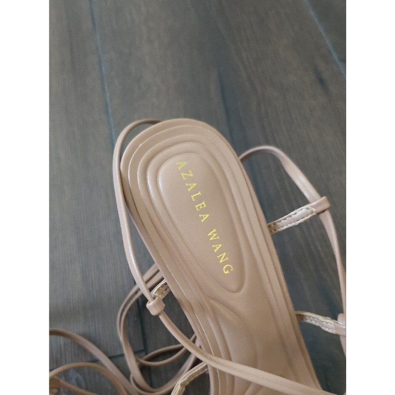 Azalea Wang Akira Blush Lace-Up Square-Toe Heeled Pump Sandals gallery
