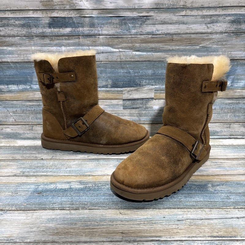 UGG Australia Classic Short Dylan Womens Sheepskin Suede Winter Fur Boots US 7