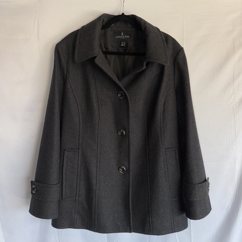 London Fog Wool Blend PeaCoat Dark Gray Women’s XXL Office Casual