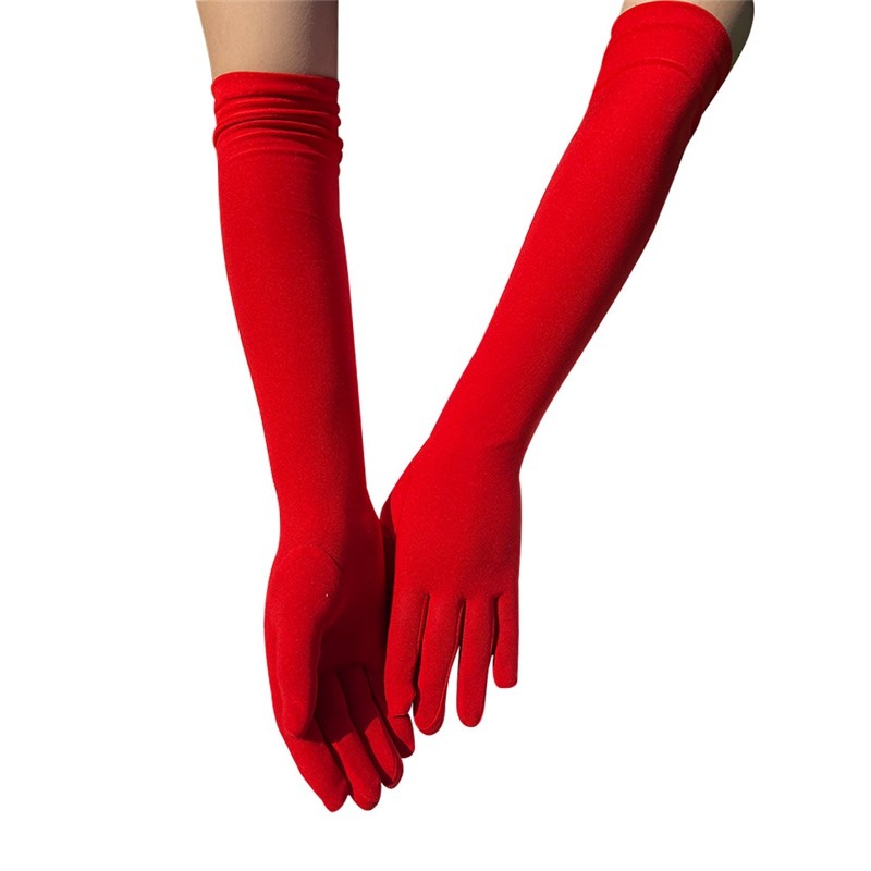 Ladies Long Gloves Evening Party Milk Silk Opera Wedding Bridal Solid Stretch gallery