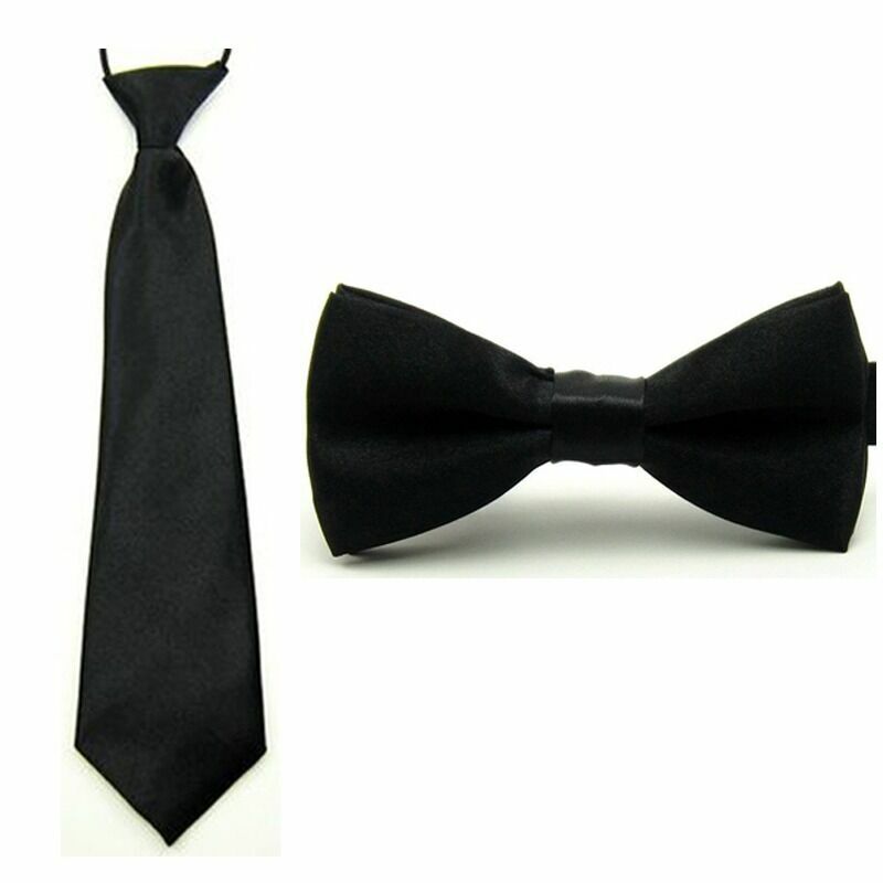 Vintage Boys Kids Tie Satin Solid Color Childrens Bow Tie Set SET08