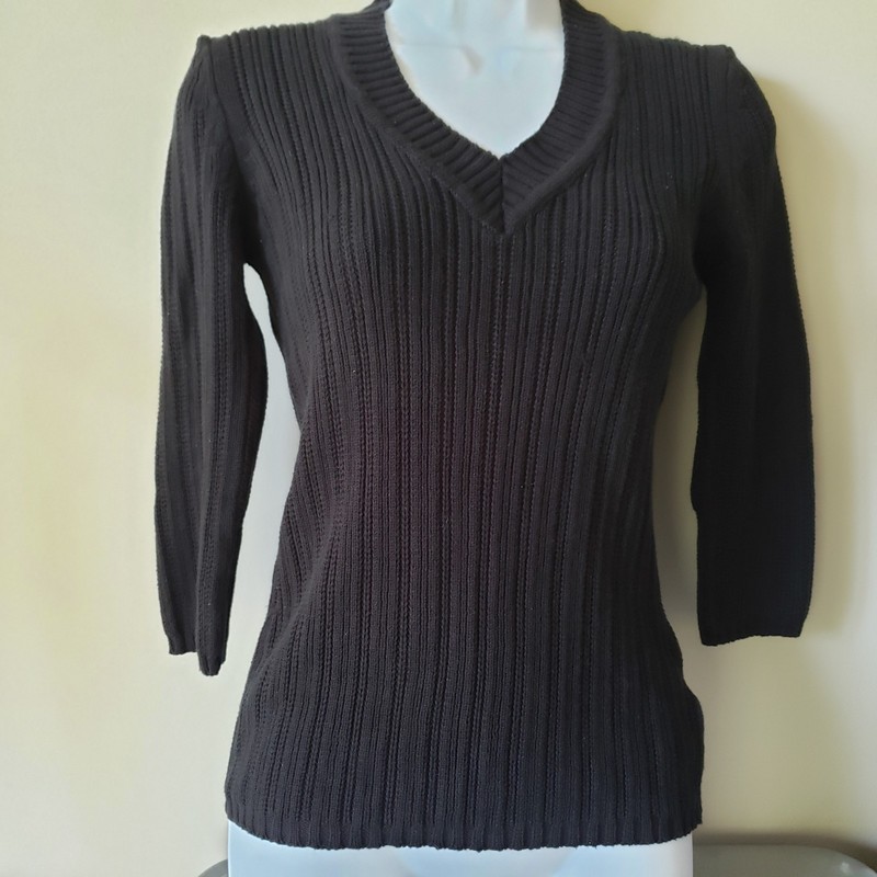 Vintage Cotton V Neck Ribbed Knit Top Mall Goth Smart Casual Basic Layering