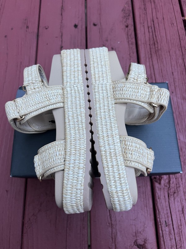 Steve Madden NYC Bigmona Platform Sandals Natural Raffia Fiber Women's Size7 New gallery