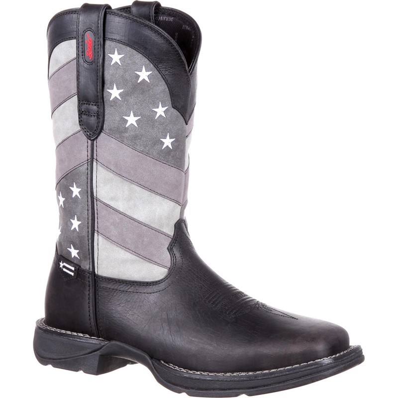 Durango Men’s Rebel Faded Black & Grey Flag Square Toe Boot DDB0125