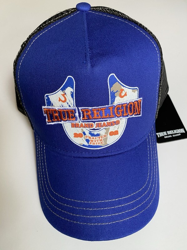 TRUE RELIGION Surf the Web Blue Embroidered Trucker Hat