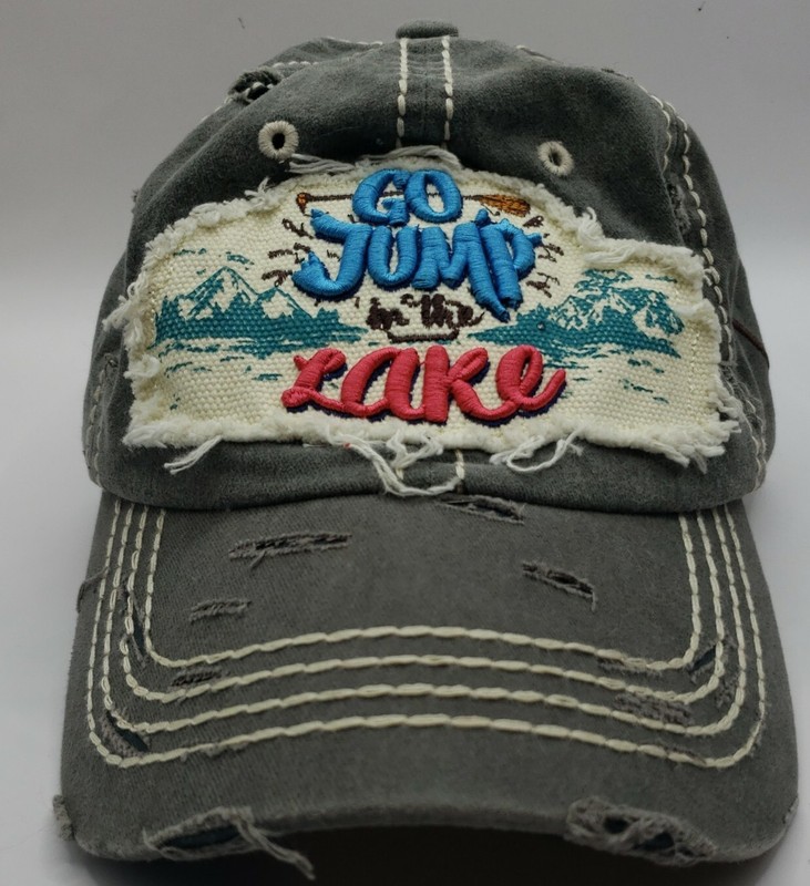 4350 District Distressed hat -Go Jump in the Lake / gray hat / Adjustable Back