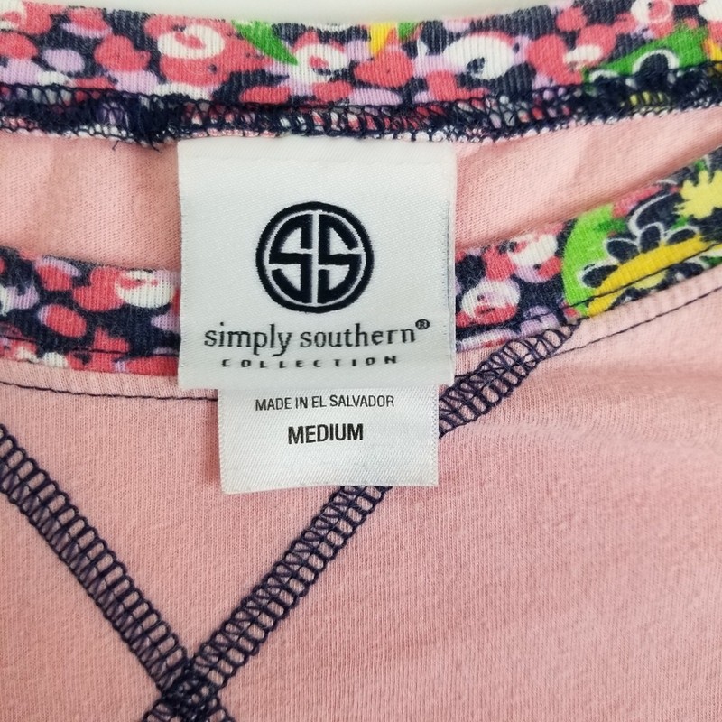 Simply Southern Bow Graphic Floral Raglan Long Sleeve Tee Pink Medium gallery