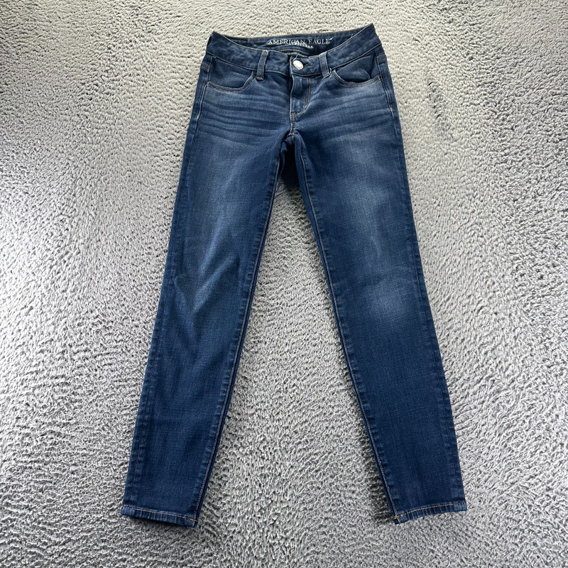 American Eagle Outfitters X4 Jeans Womens 00 Blue Denim Jegging Faded Stretch