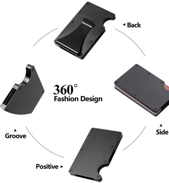 Slim Mens Card Holder Metal RFID Blocking Minimalist Pop Up Wallet