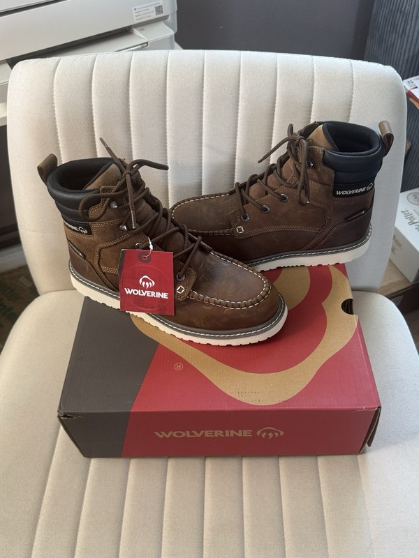Wolverine Men’s Brown Leather Work Boots Waterproof Steel Toe 9.5M