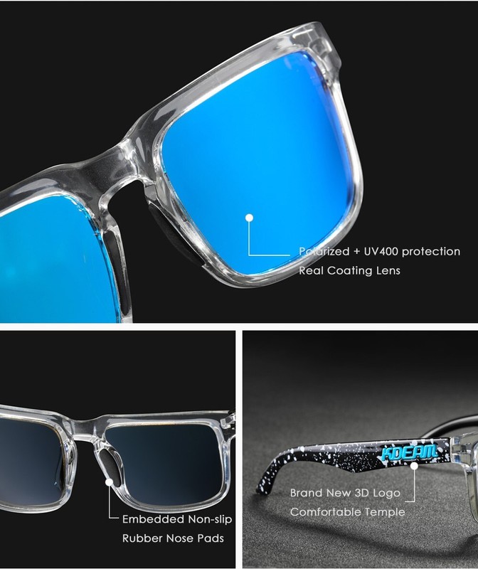 KDEAM Square Polarized Sunglasses Men Sports Outdoor Travel Glasses Women UV400 gallery