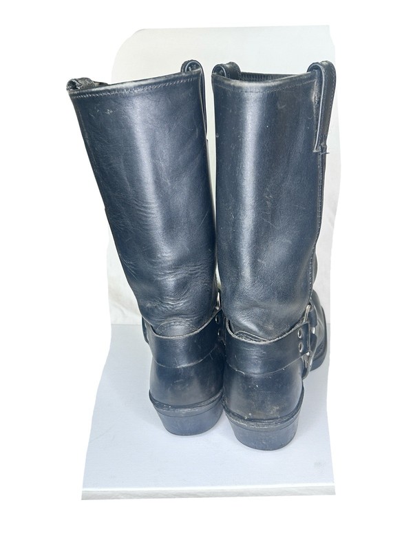 Frye Harness Women’s 9 Black Leather Pull-On Mid-Calf Biker Boots gallery