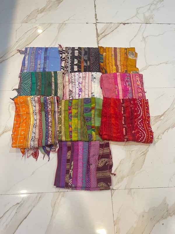 Vintage Silk Sari Saree Recycled Scarves Stoles Patchwork scarf Wholesale Lot 10