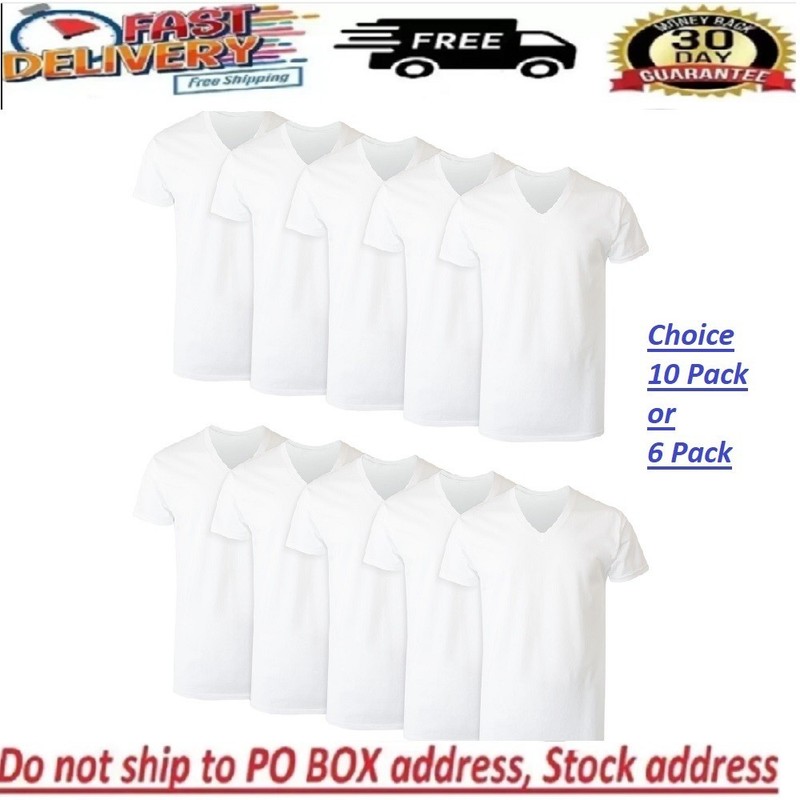 Hanes Men’S Value Pack White V-Neck Undershirts, 10- Pack and 6- Pack