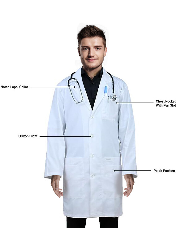 Panda Uniform By Heedfit Professional Unisex White Lab coat 38" FREE SHIPPING! gallery