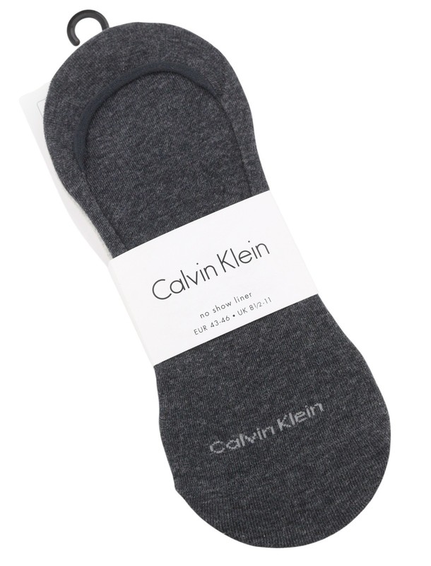 CALVIN KLEIN No Show Liner Men Socks EU43/46 Grey Melange Knit Twin Pack *