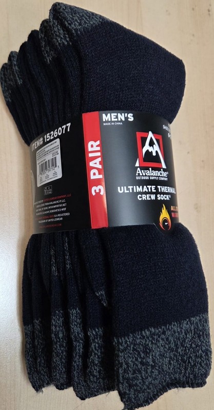 10X 3 pairs Avalanche Men’s Ultimate Thermal Crew Socks , Navy Blue, Size: 6-12