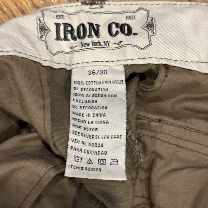 Iron Co Men's Cargo Pants W/Belt Straight Leg Standard Fit 36x30 Olive Green NWT gallery