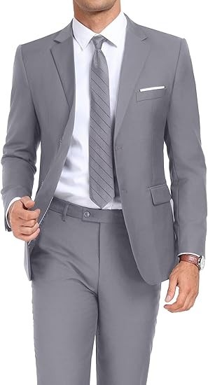 Mens 2 Piece Suit Set Slim Fit 2 Button Dress Suits Tuxedo Set Wedding Blazer gallery