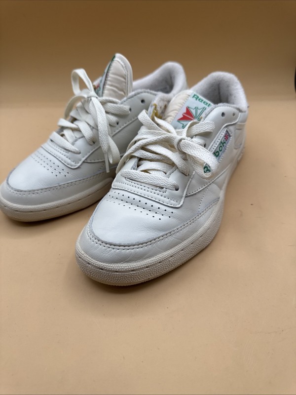 Reebok Men’s Club Vintage Tennis Shoes Chalk White Green, Size 7 US