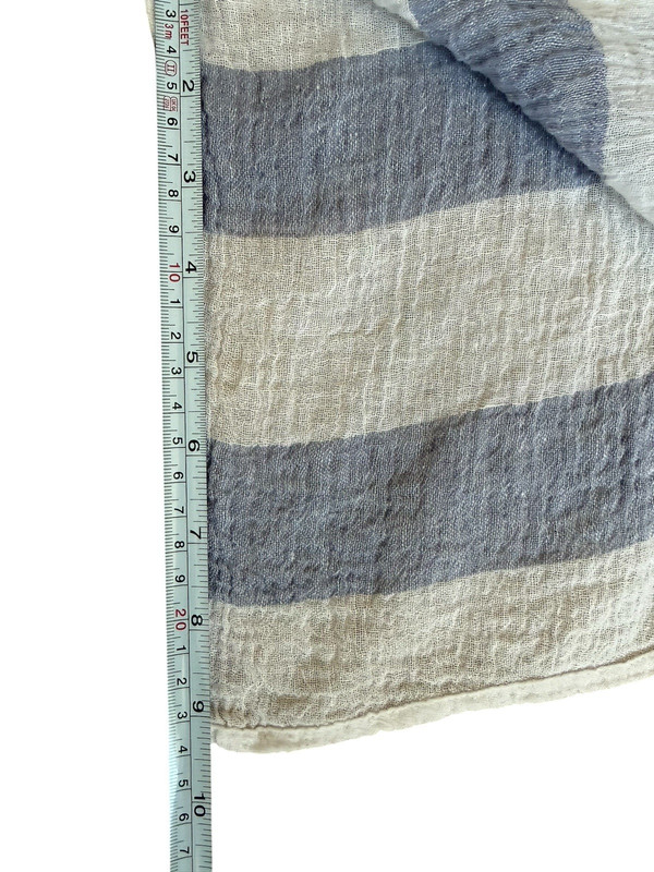 EILEEN FISHER Organic Linen Gauze Kaftan Dress Top Stripe Blue Beach Coverup gallery