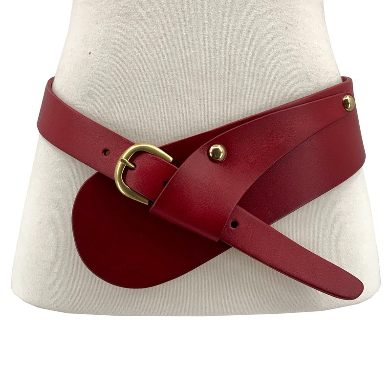 Women Wide Waist Fashion Vintage Cowhide Full Grain Leather Boho Concho Belt gallery