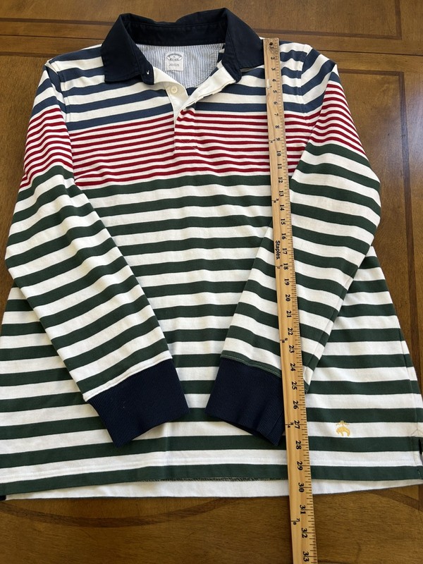 Brooks Brothers Blue/Red/Green Multi Classic Fit Stripe Rugby Polo Shirt XL (a) gallery