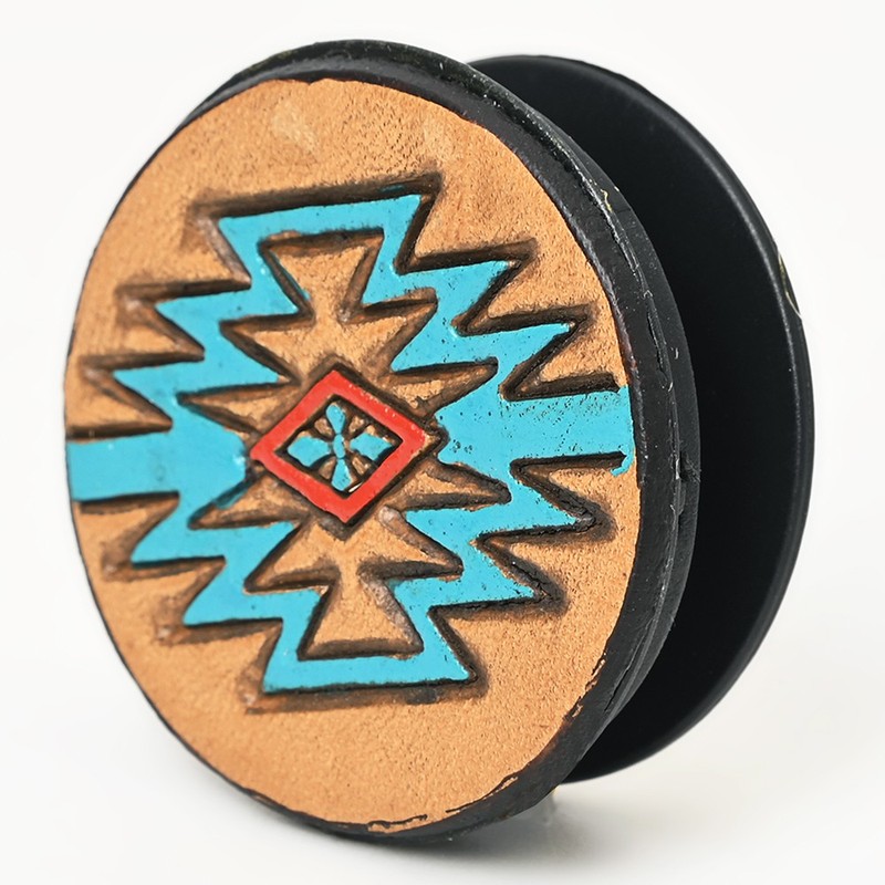 AD American Darling Hand Tooled Painted Aztec Pop Phone Grip Stand Holder