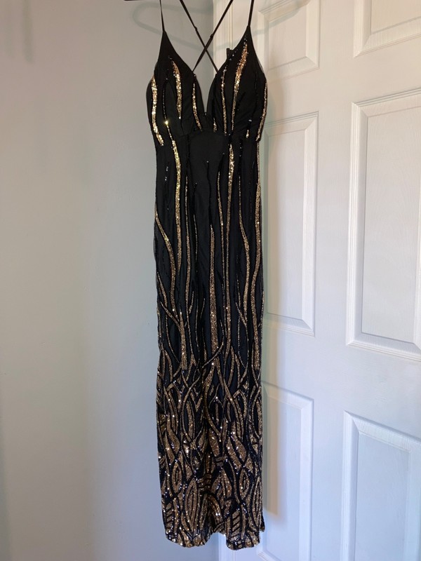 Black & Gold Sequin Maxi Dress from Superstar