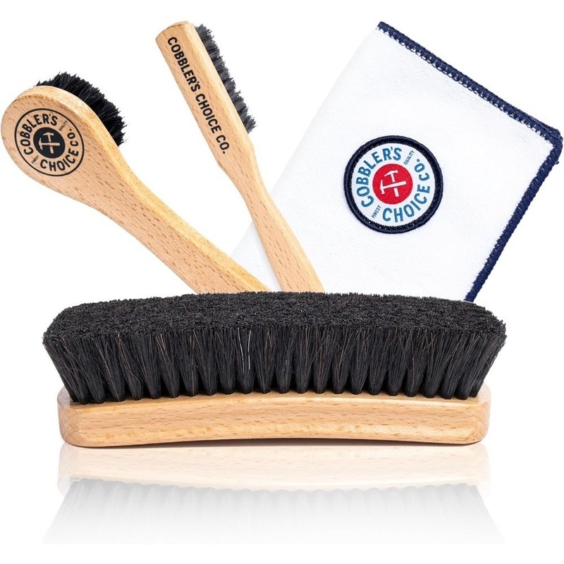 Cobbler’s Choice Co. Leather Care Brush Kit with Horsehair Shoe Brush, Dauber