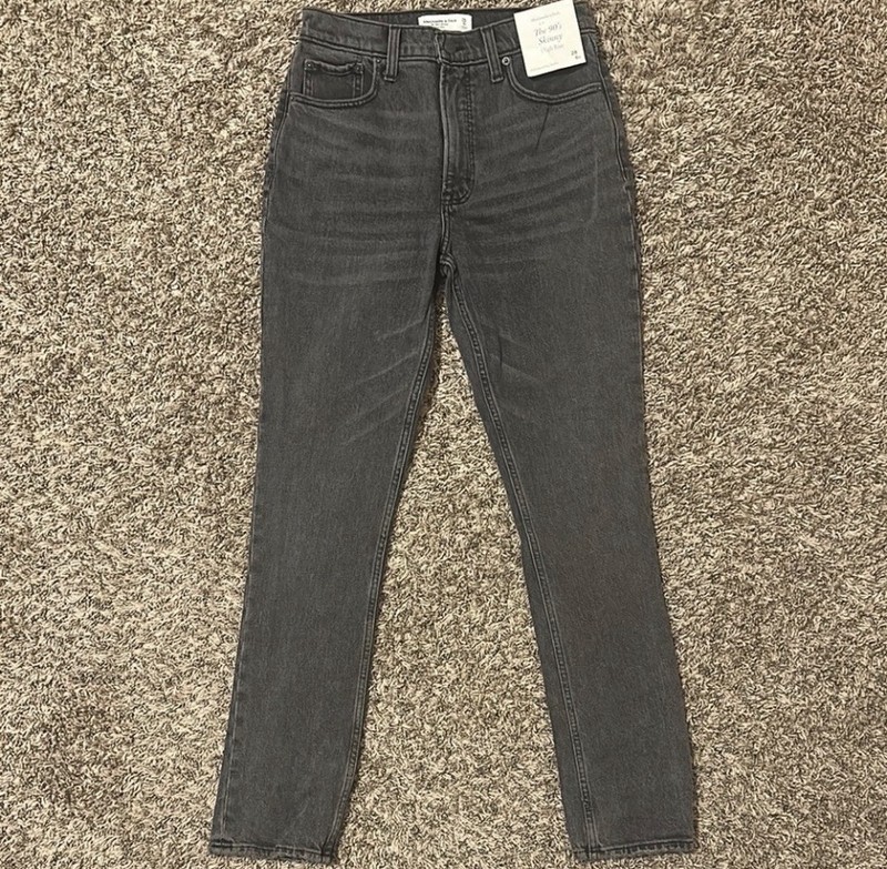 Abercrombie & Fitch 90s Skinny High Rise Dark Gray Denim Jeans 5-Pocket