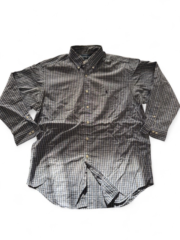Ralph Lauren Shirt Mens XL Blue Plaid Button Down Collared Long Sleeve Business 96