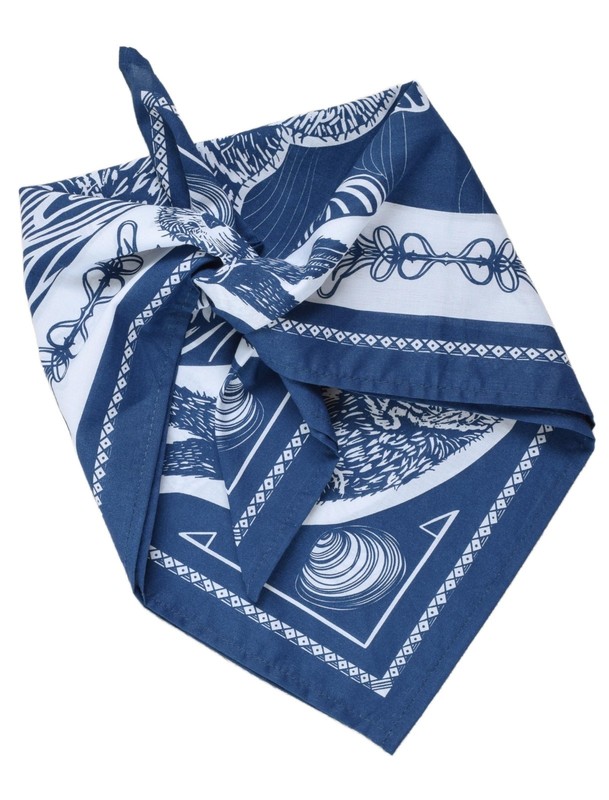 Blue Otter Bandana: Hand-Screen Printed Cotton Scarf (22" x 22") gallery