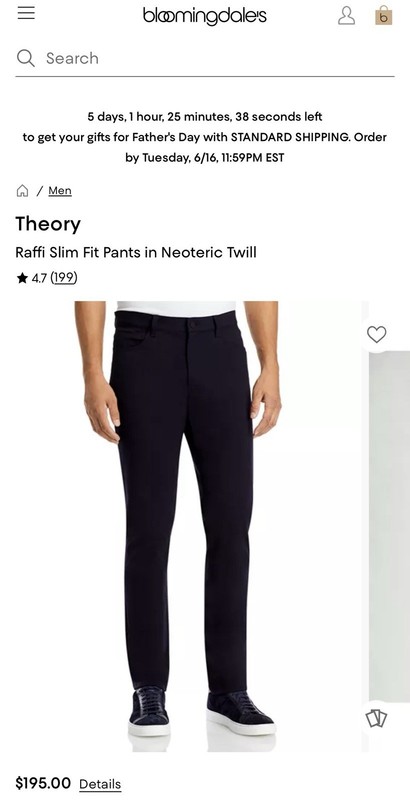 Theory Raffi Slim Fit Pants in Neoteric Twill Black Size 33