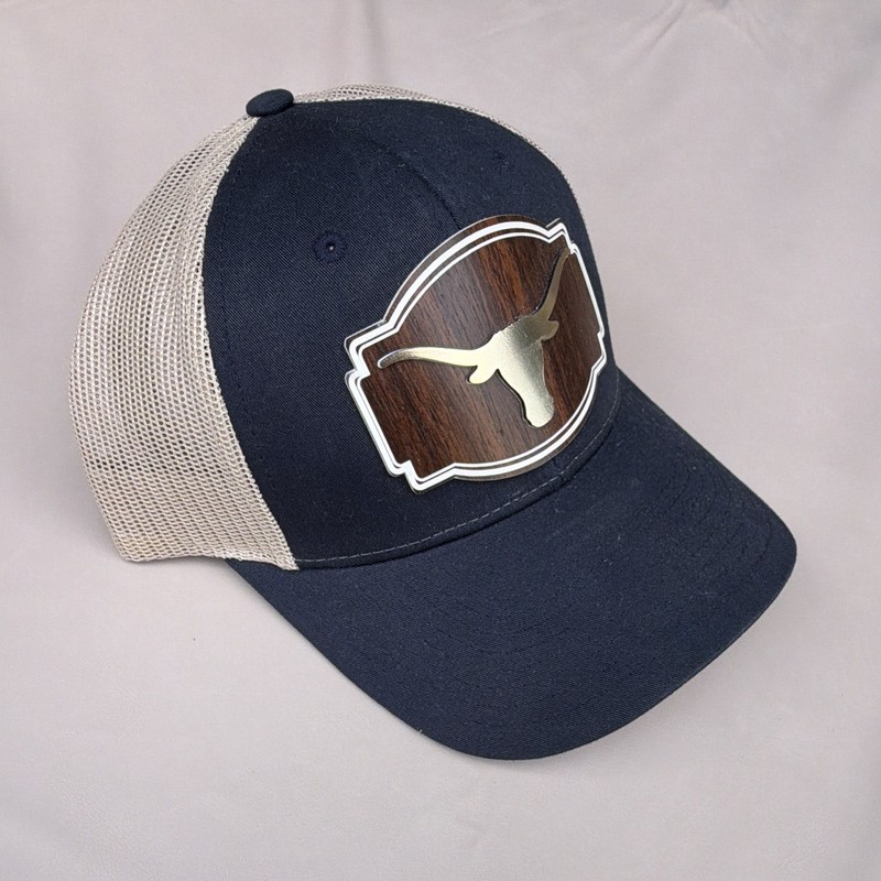Richardson Mesh Back Trucker Hat Adjustable Navy/Beige Longhorn Patch Men’s gallery