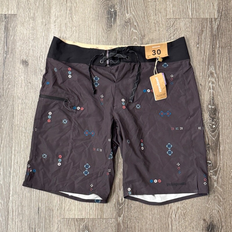 Patagonia Boardshorts Men 30 Ink Black Stretch Planing Micro Mixture Print