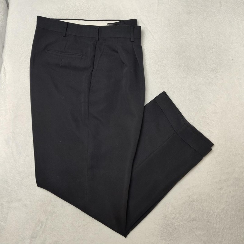 Yves Saint Laurent Pants Mens 38×32 Black Polyester Rayon Classic Dress Suit