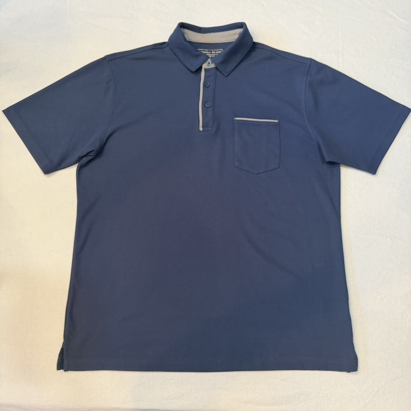 Pebble Beach Performance Golf Stretch Polo Shirt Mens L Short Sleeve Navy Blue