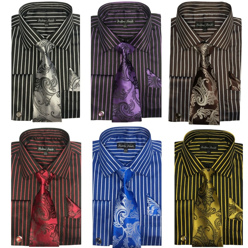 Men’s shirt 60% cotton 40% Polyester Cuff Stiped Design By Fortino Lendi FL633