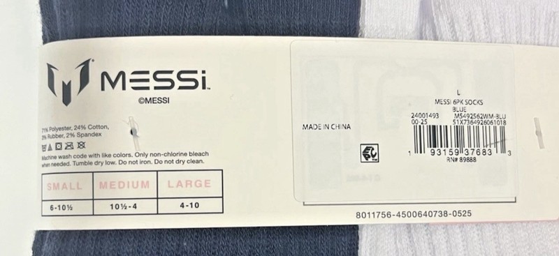 Messi Collection Kids Crews Socks Cushioned Size Large (4-10) - 12 Total Pairs gallery