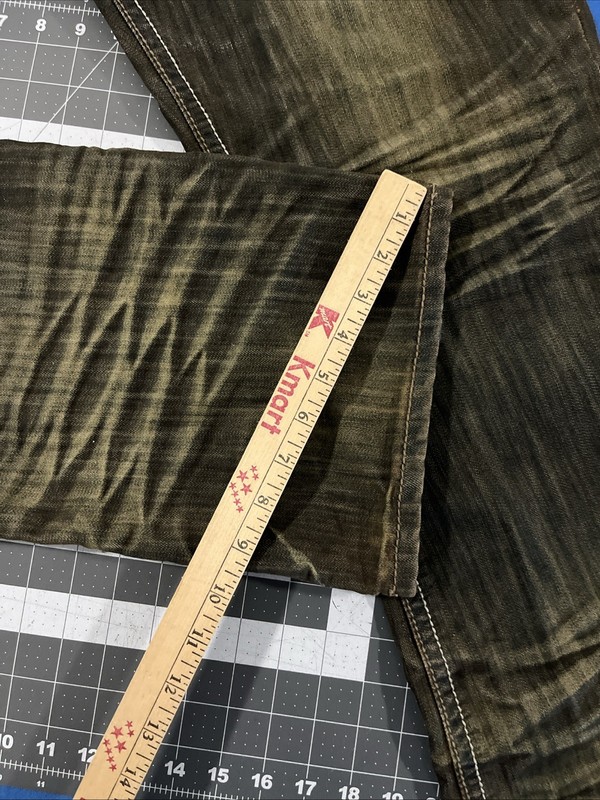 Request Relaxed Straight Jeans Mens 42x32 Black / Brown Fade Baggy Y2K Hip-Hop gallery