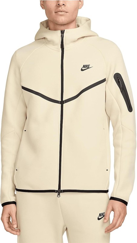 Nike Tech Men’s Full-Zip Windrunner Hoodie (HV0949-234, Light Khaki/Black) Size