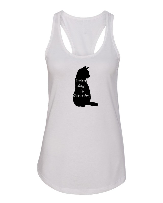 Ladies Tank Top Every Day Is Caturday T Shirt Pet Animal Lovers Tee Cat T-Shirt