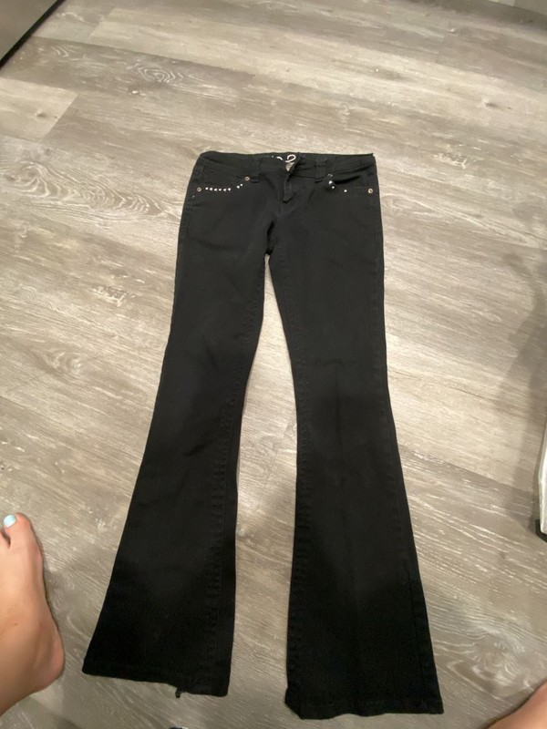 rue21 Black Rhinestone Embellished Flare Jeans Size 5/6