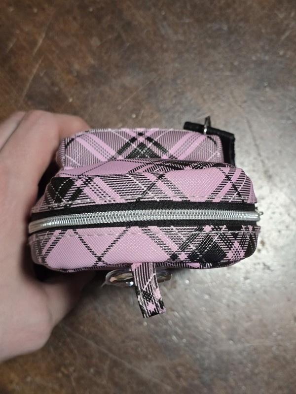 Claires Mini Backpack LOVE W/ Pink Black Stipes 5 Inches Tall BRAND NEW W/ TAGS gallery