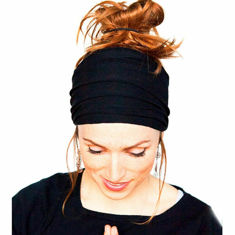 2pcs Elastic Stretch Wide Head band Hairband Running Yoga Turban Women Head mask gallery
